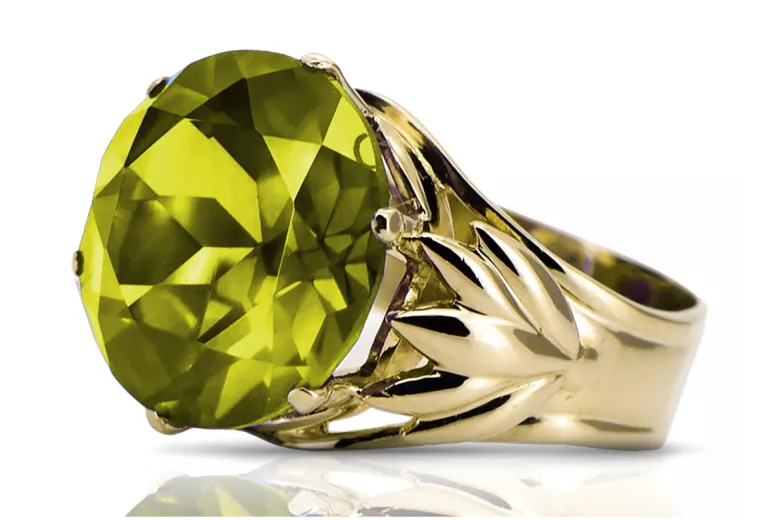 Yellow Peridot Or jaune 8 carats Anneau Style vintage vrc029x-yp Art Deco Bijoux Art Déco russes, style URSS